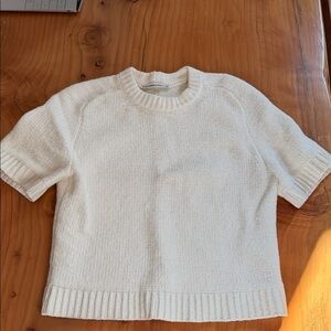 Abercrombie & Fitch Cream Short-Sleeve Knit Sweater